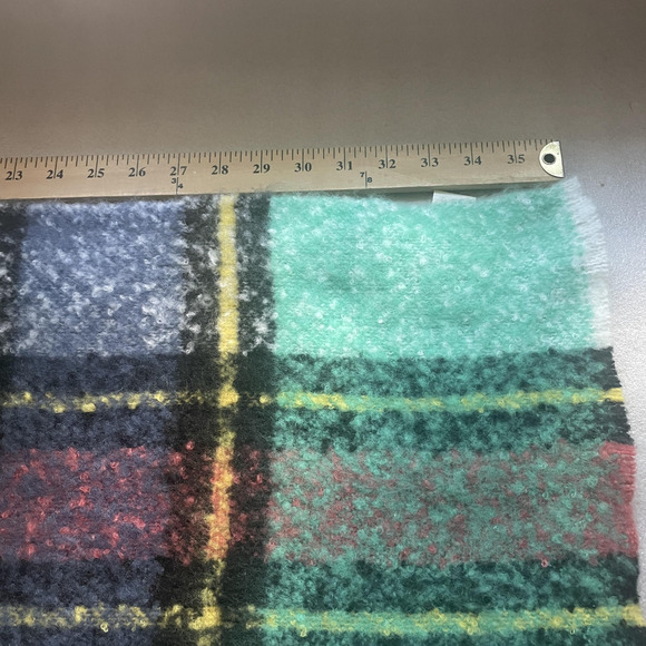 Aerie Blanket Scarf Adult One Size Teal Blue Plaid Brushed Fuzzy Soft Wrap Shawl - Picture 8 of 10